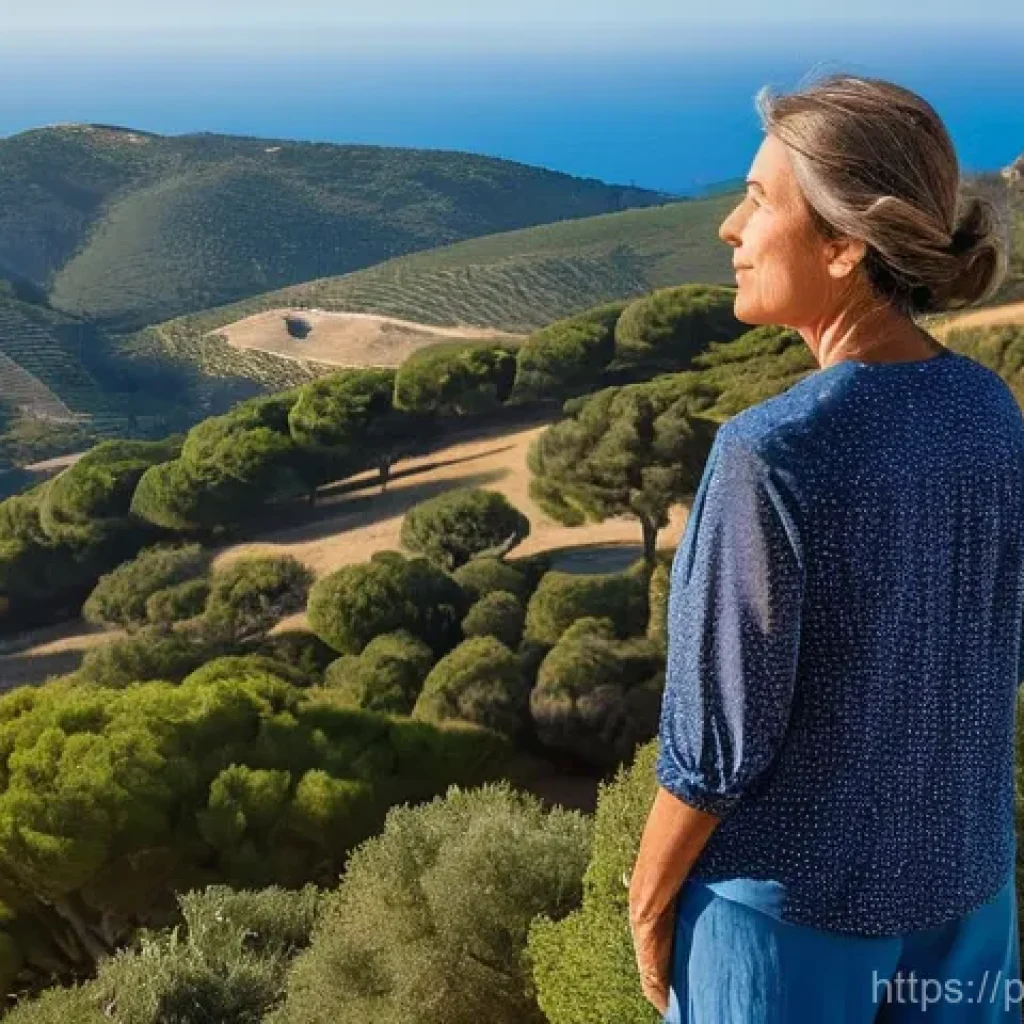 그린 운동 처방과 환경 관리의 중요성 - **Prompt 1: Serene Embrace of Arrábida's Nature**
An adult woman, dressed in comfortable, modest...