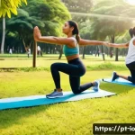 Home 21 그린 운동 처방과 관련된 연구 동향 - A diverse group of adults exercising together in a lush urban park in Brazil during late afternoon, ...