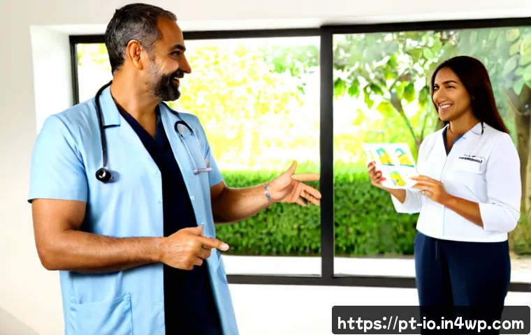 Home 17 그린 운동 처방의 효과적인 실행 방법 - Photorealistic Brazilian family doctor in a bright community health clinic, warmly discussing a pers...